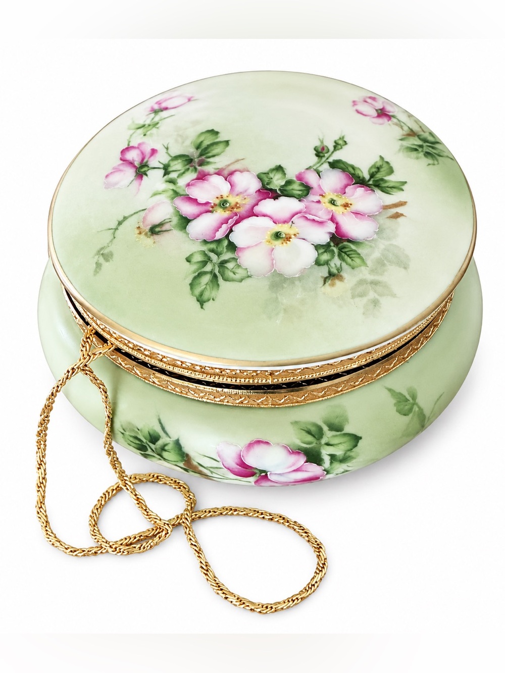 Porcelain Jewelry Keeper Vintage Hand Painted